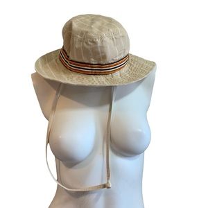 Stetson Sun Hat Cream & Orange with String Attached Made in the USA size Medium